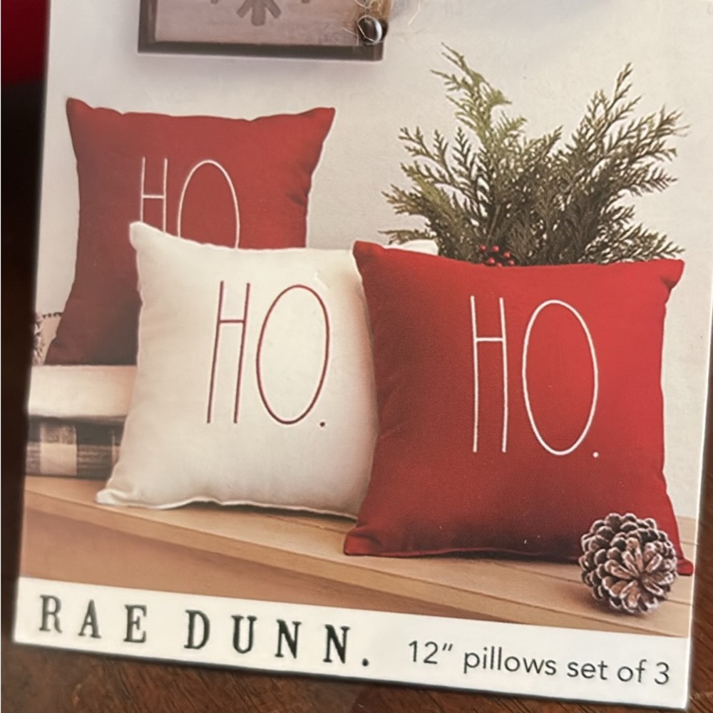 Rae Dunn set of 3 ho ho ho accent pillows